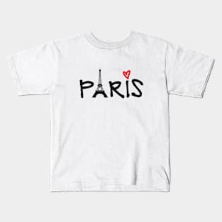 Paris with Eiffel tower and red heart Kids T-Shirt